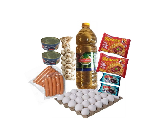 A4 Combo: Aceite 900ml, y Dos Panque Relleno 45gr c/u Salchicha 340 gramos 30 Huevos, Dos Tuna 160 gramos 20 Cabeza Ajo, Dos Sopa Inst 70 gr c/u